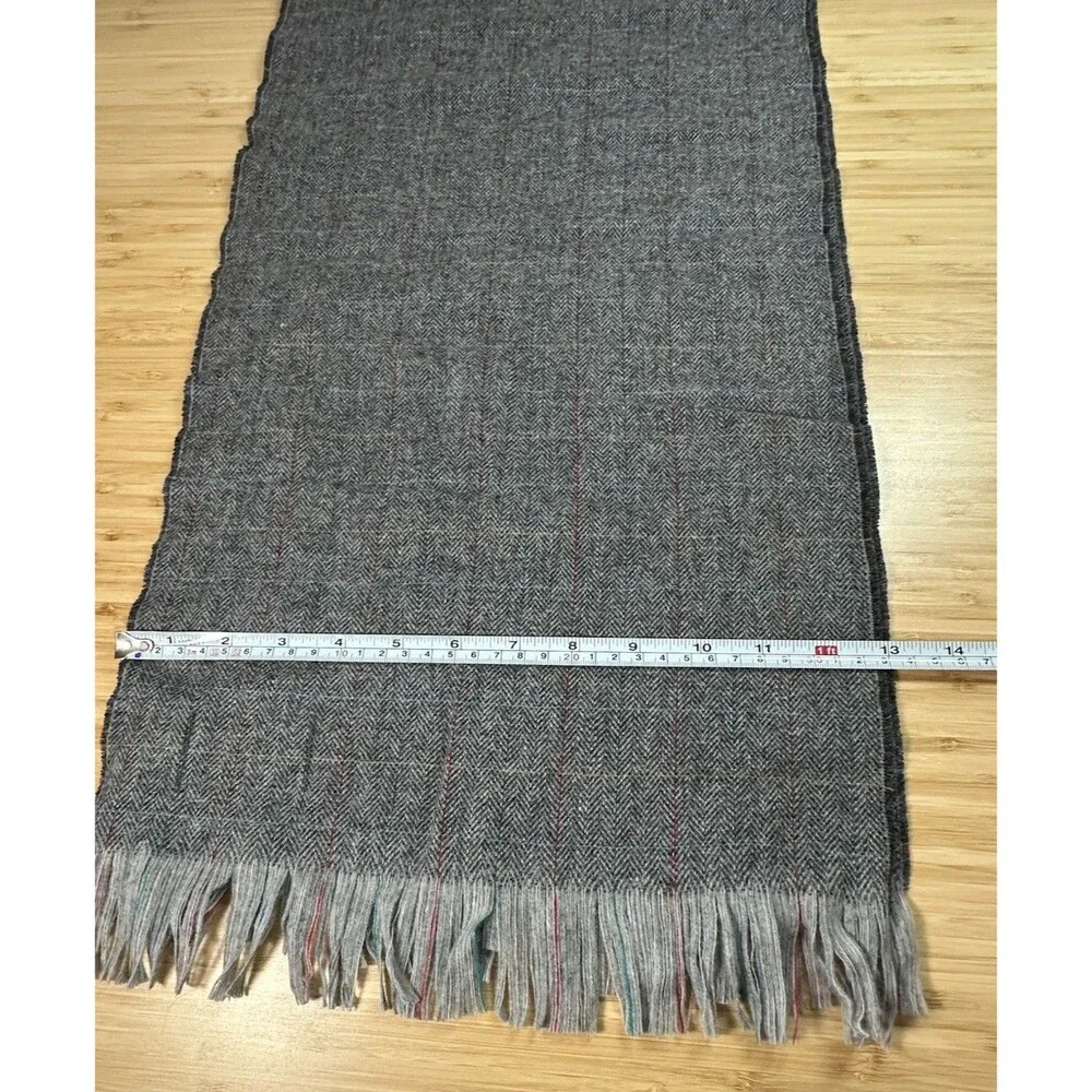Pendleton Scarf Vtg 100% Virgin Wool Plaid Tartan Fringe USA Winter Gray Classic